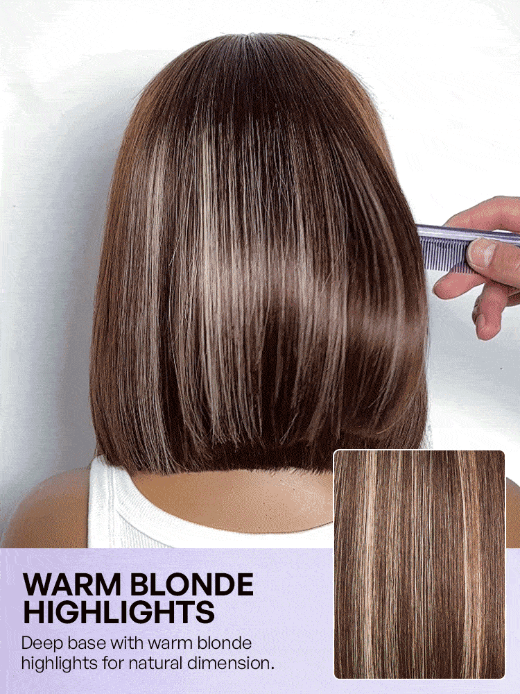 Ash Blonde Highlight Glueless 5x5 HD Closure Lace Bob Wig Pre-Cut Lace Flexi-Fit Drawstring Cap