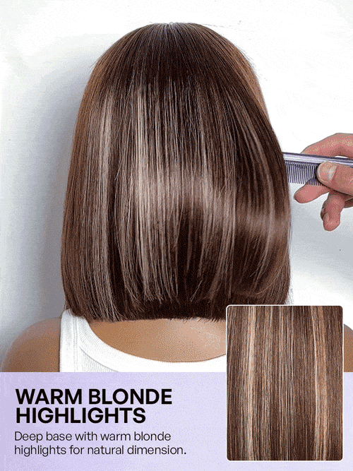 Ash Blonde Highlight Glueless 5x5 HD Closure Lace Bob Wig Pre-Cut Lace Flexi-Fit Drawstring Cap