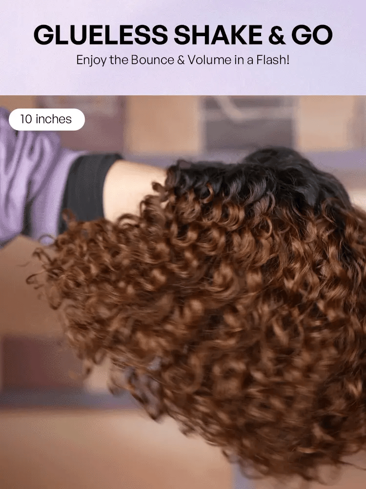 Ready to Go Ombre Brown Water Wave Short Curly Bob Wig Glueless Minimalist HD Lace Wig Pre-Cut Lace