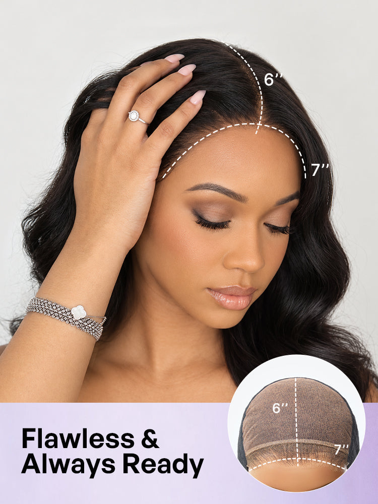 Melted Hair All-Day Comfort™ Wig 180% Density Loose Body Wave Glueless 7x6 Closure HD Lace Human Hair Wig with Bangs Pre-Cut Lace