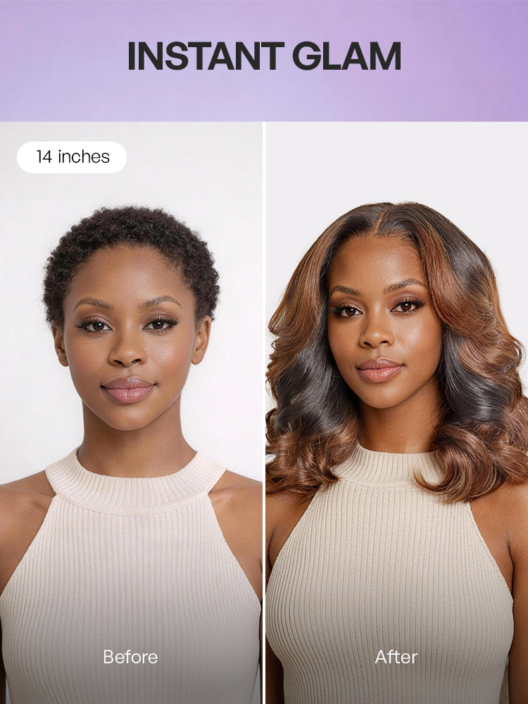 Melted Hair All-Day Curl Hold™ Premier Grade Hair Ombre Brown Body Wave CuticleAlign™ PartingMax Glueless 7x6 HD Lace Wig Pre-Cut Lace