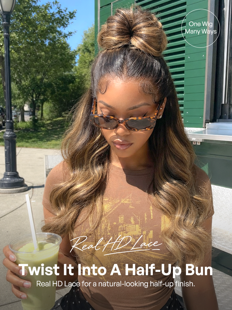 Melted Hair OriginalLive Hair 180% / 250% Density Honey Blonde Highlight Loose Wave Glueless 13x6 HD Lace Front Wig Pre-Cut Lace Flexi-Fit Drawstring Cap-14