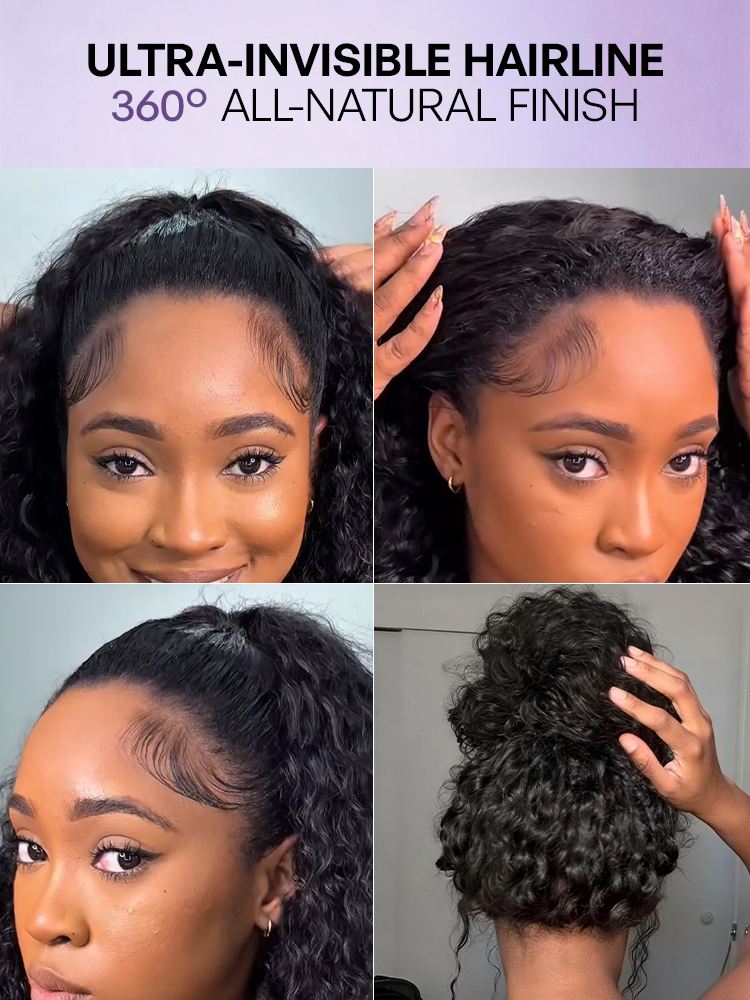PreMax 180% / 250% Density Water Wave Glueless Flexi-Fit Drawstring 13x4 Frontal Lace Fluffy Curly Wig Pre-Cut Lace