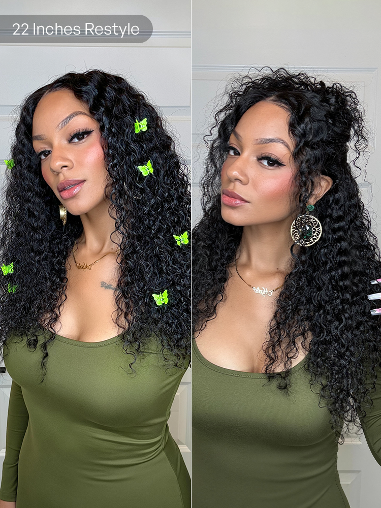 PreMax 180% / 250% Density Water Wave Glueless Flexi-Fit Drawstring 13x4 Frontal Lace Fluffy Curly Wig Pre-Cut Lace