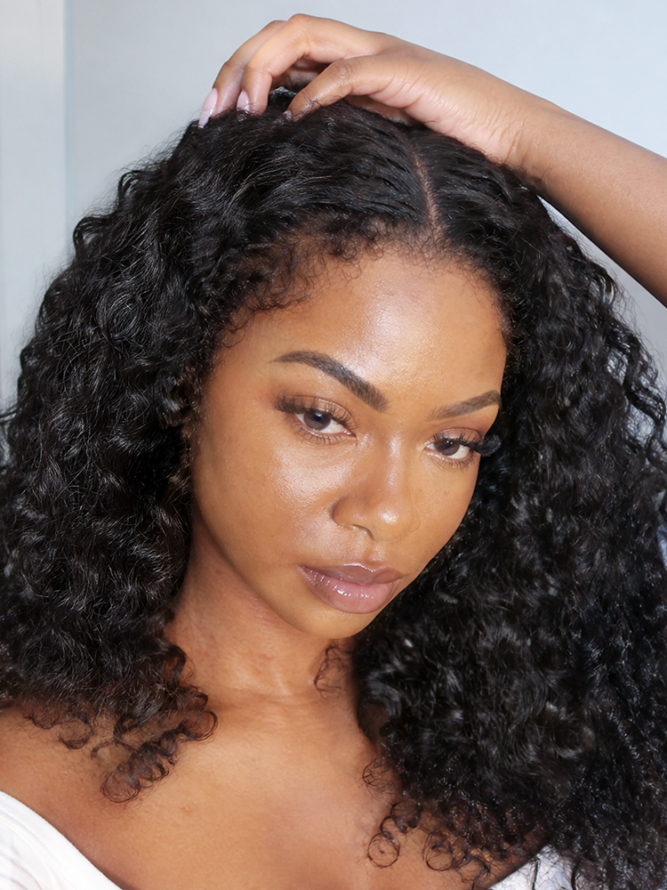 PreMax 180% / 250% Density Water Wave Glueless Flexi-Fit Drawstring 13x4 Frontal Lace Fluffy Curly Wig Pre-Cut Lace