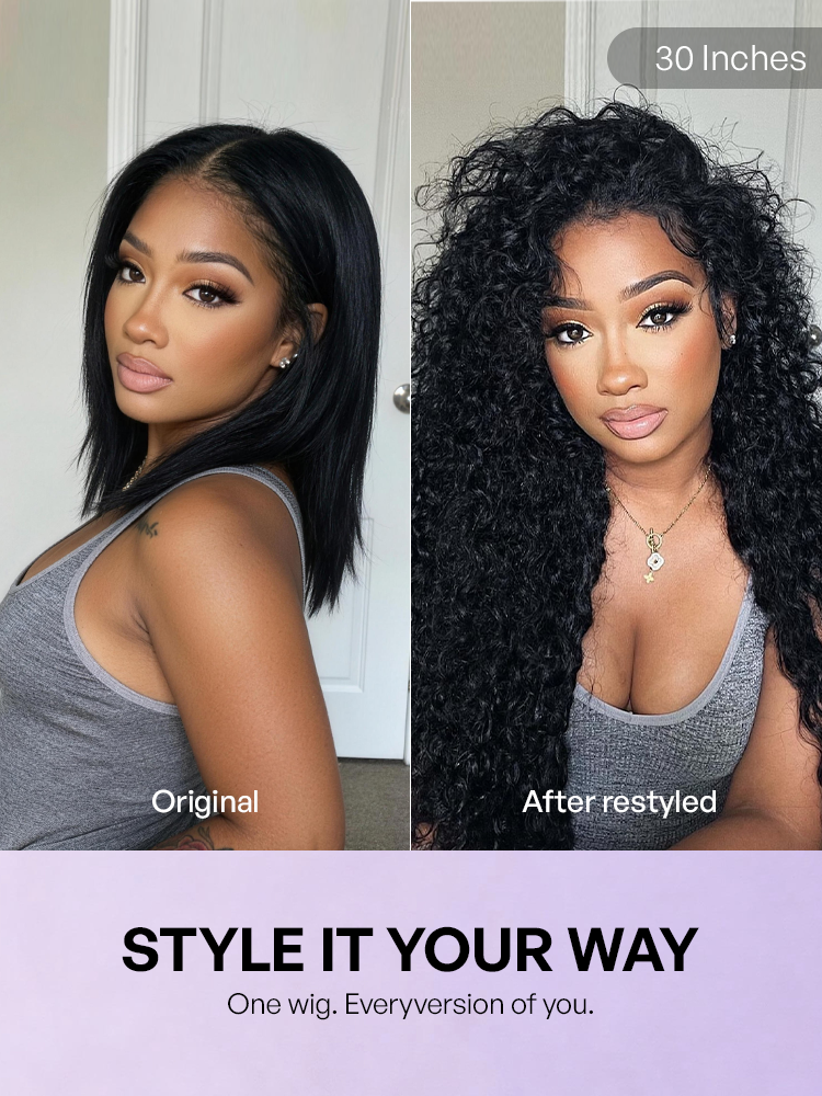 PreMax 180% / 250% Density Water Wave Glueless Flexi-Fit Drawstring 13x4 Frontal Lace Fluffy Curly Wig Pre-Cut Lace