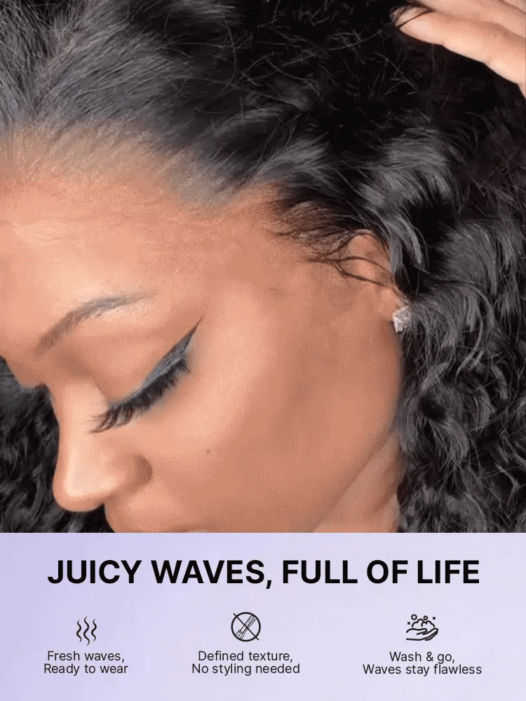 PreMax 180% / 250% Density Water Wave Glueless Flexi-Fit Drawstring 13x4 Frontal Lace Fluffy Curly Wig Pre-Cut Lace