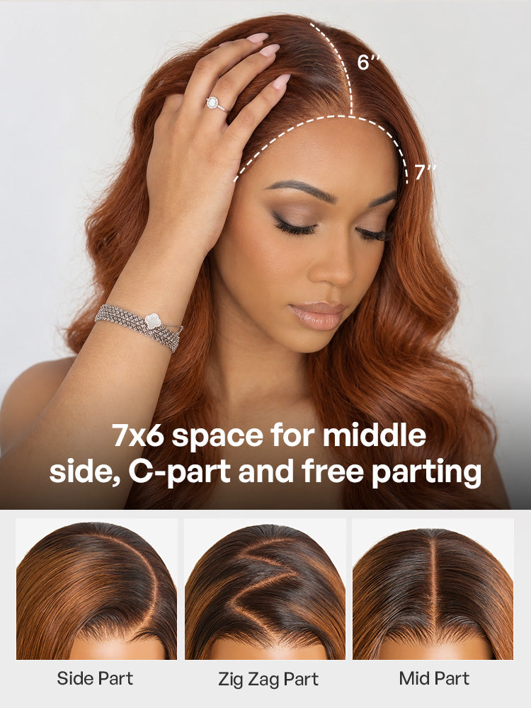Melted Hair All-Day Comfort Wig 200% Density Ombre Ginger Brown Loose Wave PartingMax Glueless 7×6 Closure HD Lace Wig Pre-Cut Lace