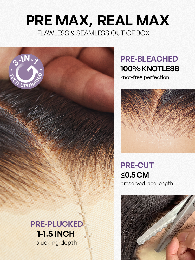 PreMax Wigs | Ultra Natural Hairline Brown Highlight Silky Straight Glueless 13x4 Frontal Lace Long Wig Pre-Cut Lace