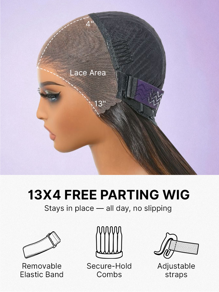 PreMax Wigs - 180% Density Straight Glueless 13x4 Frontal Lace Long Wig Pre-Cut Lace