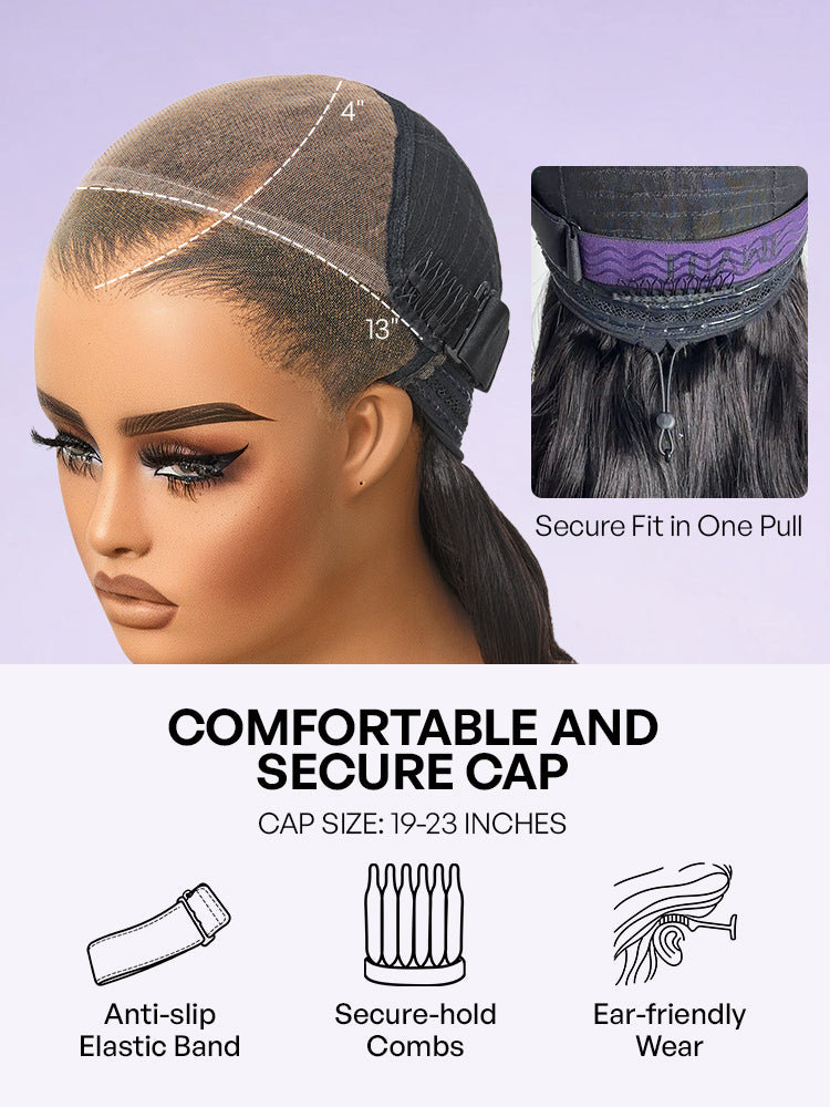 NatureMAX™ Silky Straight Glueless Ear-to-ear 13x4 HD Lace Front Wig Pre-Cut Lace