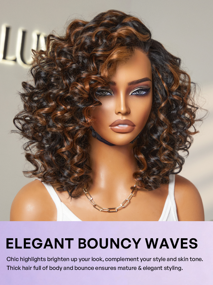 Melted Hair Mature Bouncy Curl Left C Part Glueless Minimalist HD Lace Wig Pre-Cut Lace