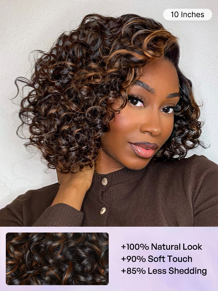 Melted Hair Mature Bouncy Curl Left C Part Glueless Minimalist HD Lace Wig Pre-Cut Lace