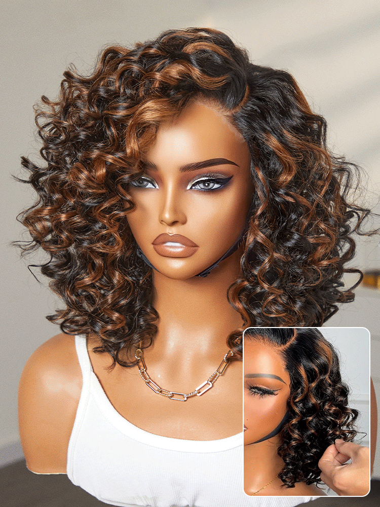 Melted Hair Mature Bouncy Curl Left C Part Glueless Minimalist HD Lace Wig Pre-Cut Lace