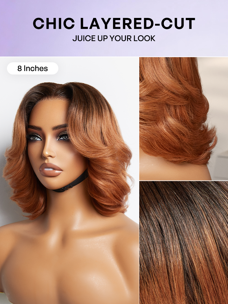 1 SEC INSTALL WIG | Elegant Boss Vibe Short Pixie Cut Ombre Ginger Glueless Minimalist HD Lace Wig Ready to Go Pre-cut Lace