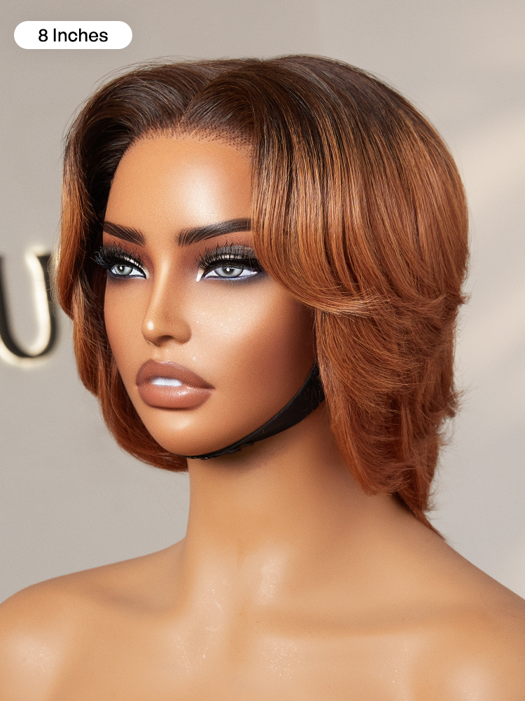 1 SEC INSTALL WIG | Elegant Boss Vibe Short Pixie Cut Ombre Ginger Glueless Minimalist HD Lace Wig Ready to Go Pre-cut Lace