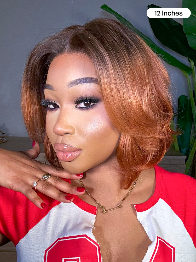 1 SEC INSTALL WIG | Elegant Boss Vibe Short Pixie Cut Ombre Ginger Glueless Minimalist HD Lace Wig Ready to Go Pre-cut Lace