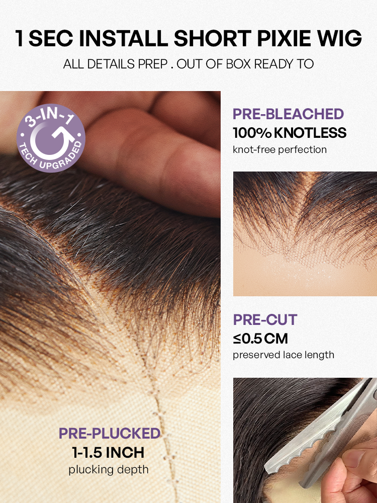1 SEC INSTALL WIG | Elegant Boss Vibe Short Pixie Cut Ombre Ginger Glueless Minimalist HD Lace Wig Ready to Go Pre-cut Lace