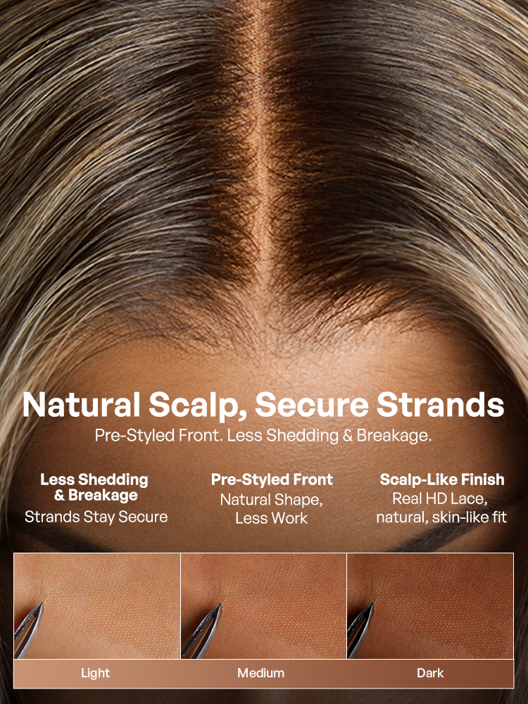 Melted Hair Originalive™ Hair 180% Density Ombre Ash Blonde Loose Wave Glueless 13x6 HD Lace Front Wig Pre-Cut Lace Flexi-Fit Drawstring Cap