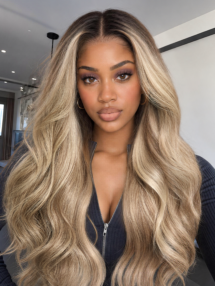 Melted Hair Originalive™ Hair 180% Density Ombre Ash Blonde Loose Wave Glueless 13x6 HD Lace Front Wig Pre-Cut Lace Flexi-Fit Drawstring Cap
