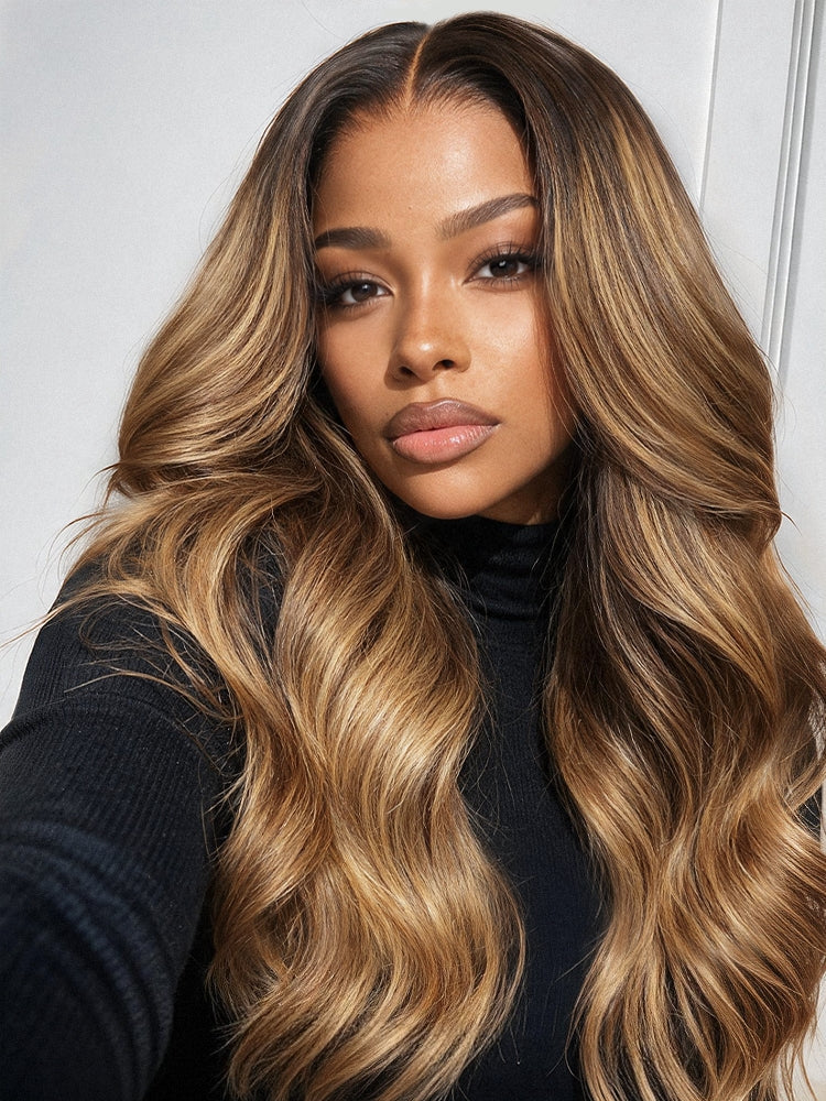 Melted Hair Originalive™ Hair 180% / 250% Density Honey Blonde Highlight Loose Wave Glueless 13x6 HD Lace Front Wig Pre-Cut Lace Flexi-Fit Drawstring Cap