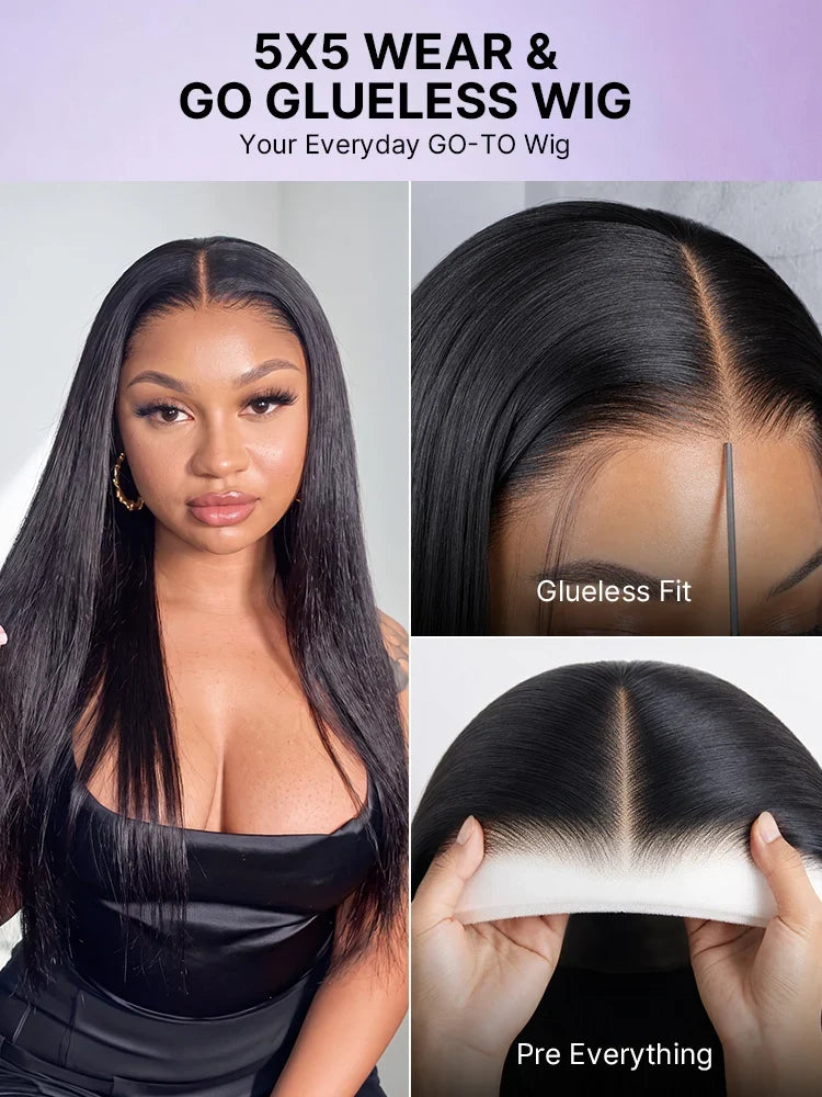 PreMax Wigs | Super Natural Hairline Silky Straight Glueless 13x4 Frontal Lace Wig Human Hair Pre-Cut Lace