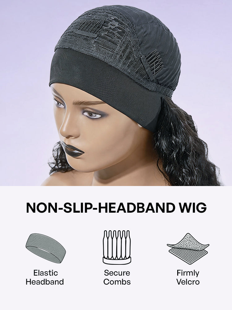Throw On & Go | Affordable Headband Bob Wig 100% Human Hair (Get 2 Free Trendy Headbands)