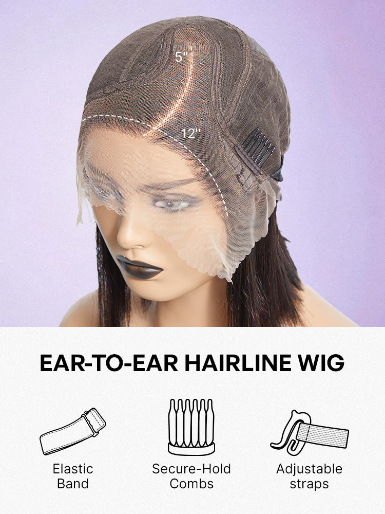 Ultra Natural Slicked Back Short Curly Wig Glueless Ear-to-ear Wide T Lace Front Wig