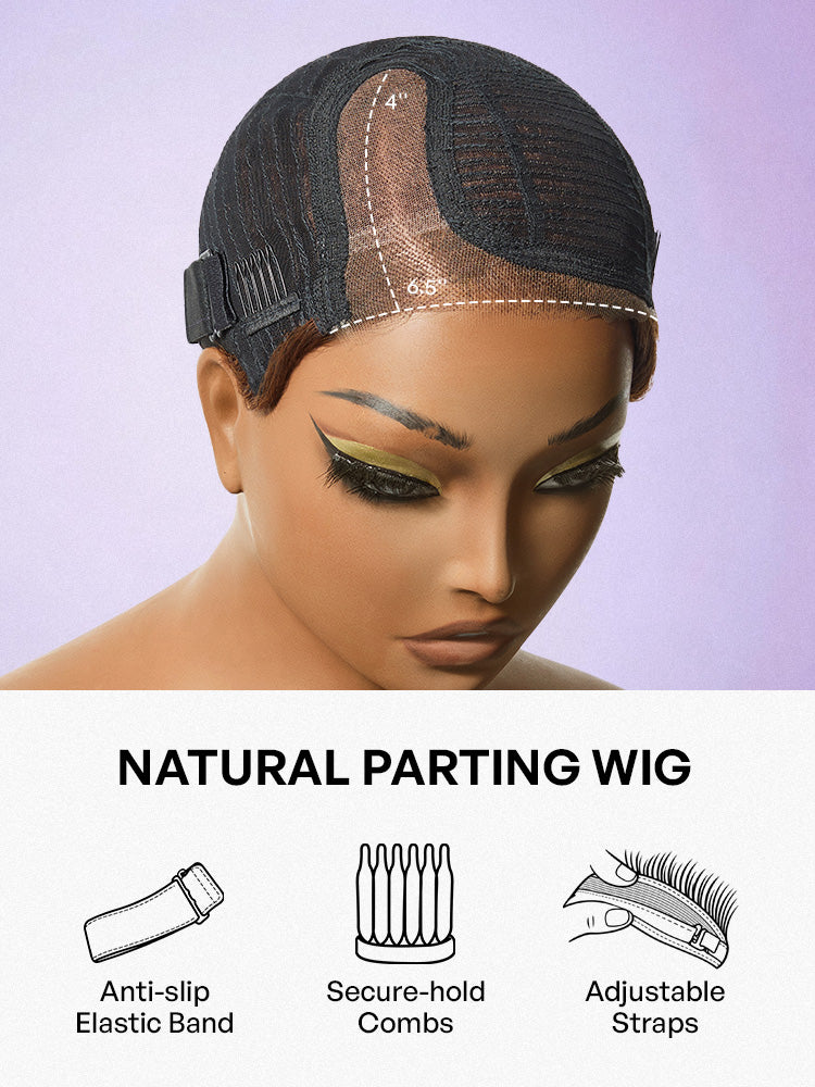 Ready-to-Go Elegant Caramel Brown Egg Curl Glueless Minimalist HD Lace Short Pixie Wig Pre-cut Lace