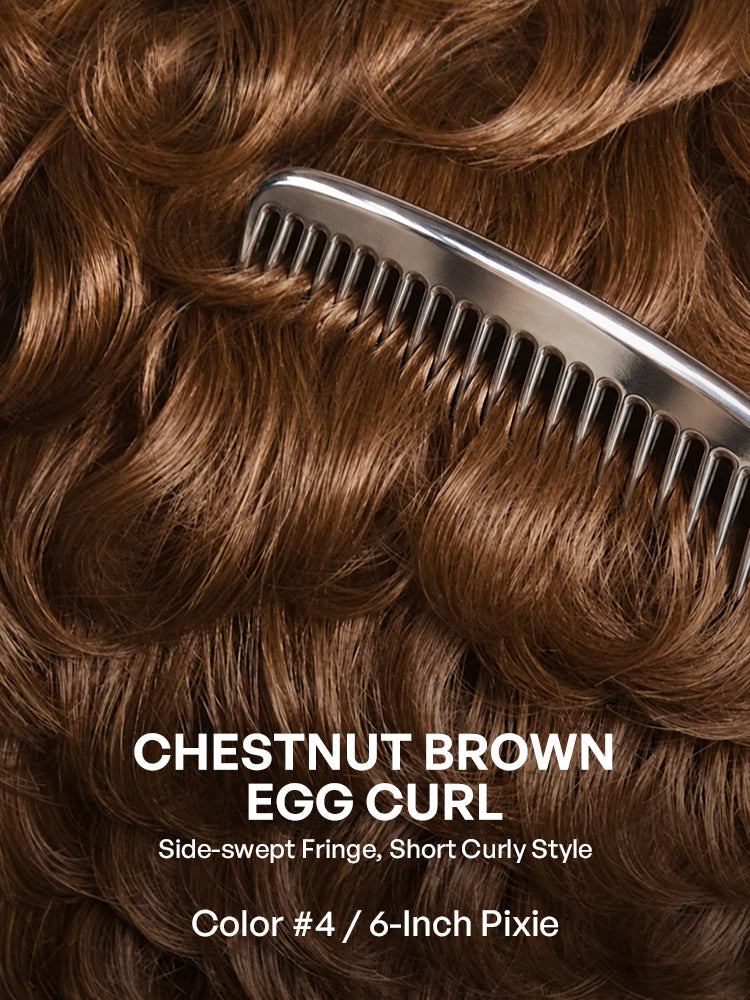 Ready-to-Go Elegant Caramel Brown Egg Curl Glueless Minimalist HD Lace Short Pixie Wig Pre-cut Lace-16
