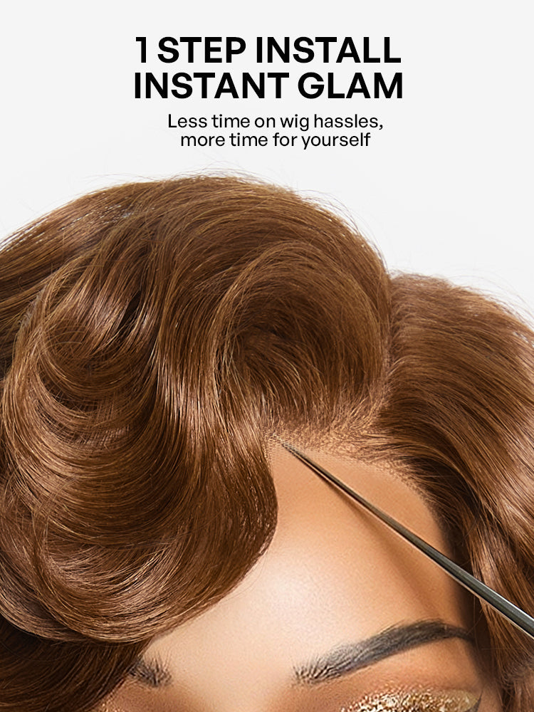 Ready-to-Go Elegant Caramel Brown Egg Curl Glueless Minimalist HD Lace Short Pixie Wig Pre-cut Lace-20