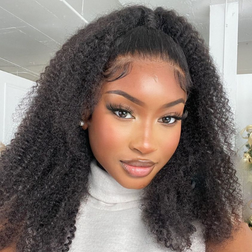 Afro Curly 13x4 Frontal HD Lace Free Part Long Human Hair Wig