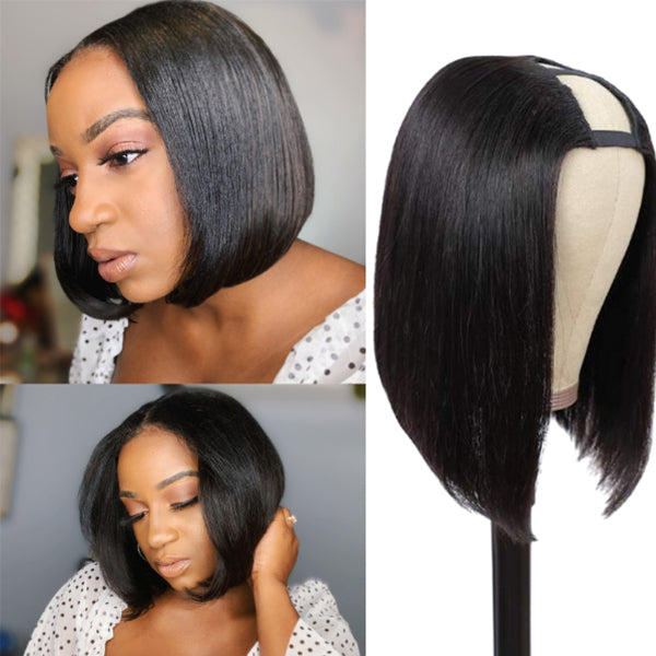 Quick & Easy Affordable U Part Bob Wig 100% Human Hair - US Only