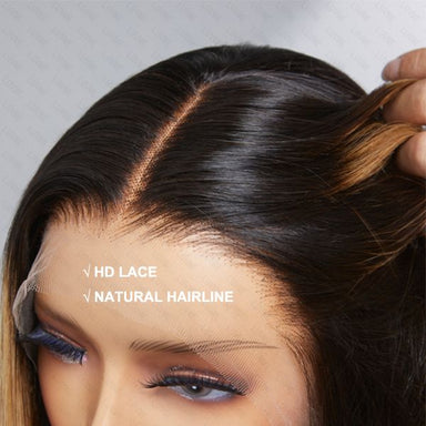 Blonde Highlights Straight Glueless Undetectable Transparent 13x4 Lace Frontal Wig  - US Only