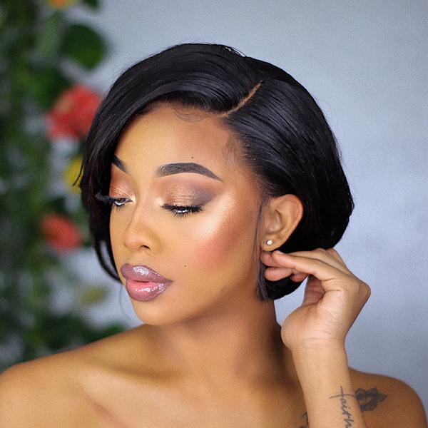 Celebrity Style Short Cut 4x4 Closure Lace Glueless Side Part Wig 100% Human Hair