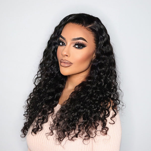 Loose Water Wave 13X4 Frontal HD Lace Side Part Long Wig 100% Human Hair- US Only