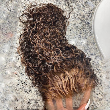 Throw On & Go | Honey Brown Highlight Deep Wave Glueless HD Lace 13x4 Frontal Wig by AaliweyaHair