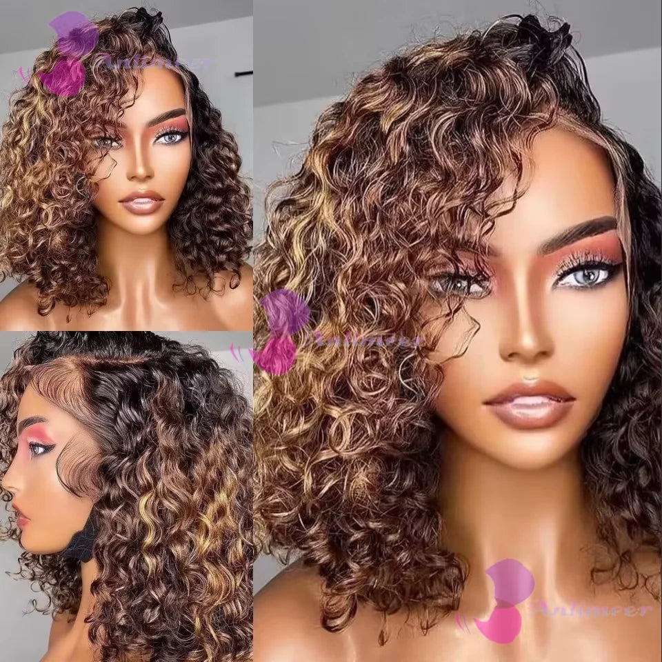Big Curl Energy | Brown Highlight Kinky Curly Glueless HD Lace 13x6 Frontal Wig