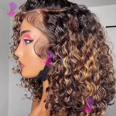 Big Curl Energy | Brown Highlight Kinky Curly Glueless HD Lace 13x6 Frontal Wig