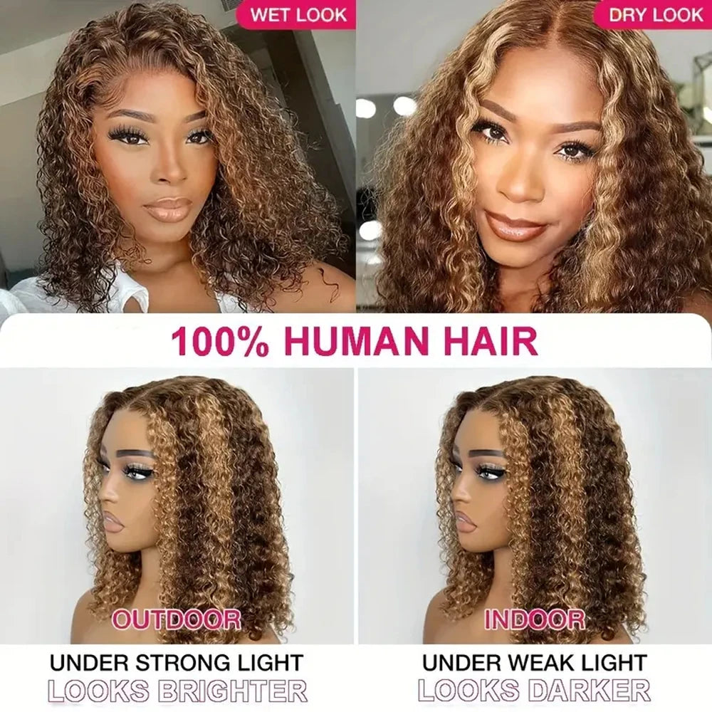 Wear & Go | Honey Brown Highlight 250% High Density Deep Wave Glueless HD Lace 13x4 Frontal Wig