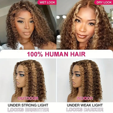 Wear & Go | Honey Brown Highlight 250% High Density Deep Wave Glueless HD Lace 13x4 Frontal Wig
