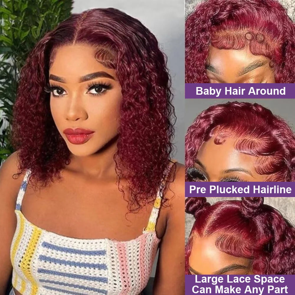 Wear & Go | Burgundy 99J Water Wave Glueless HD Lace 13x4 Frontal Wig by Violet
