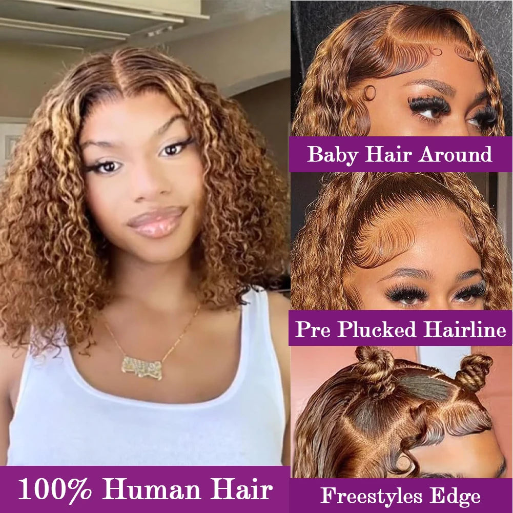 Throw On & Go | Honey Brown Highlight Water Wave Glueless HD Lace 13x4 Frontal Wig