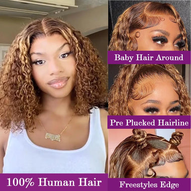 Throw On & Go | Honey Brown Highlight Water Wave Glueless HD Lace 13x4 Frontal Wig