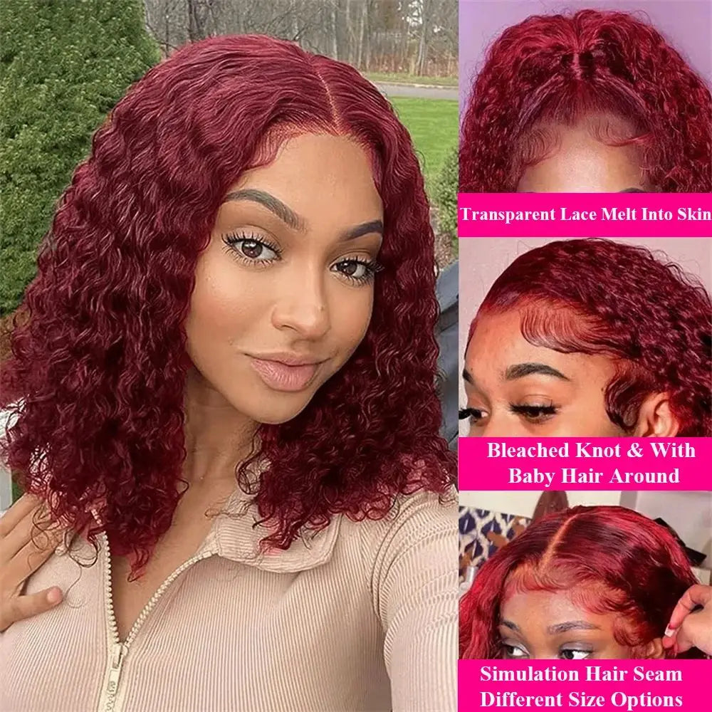 Ready To Wear | Burgundy 99J Deep Wave Glueless HD Lace 13x4 Frontal Wig Pre-Cut