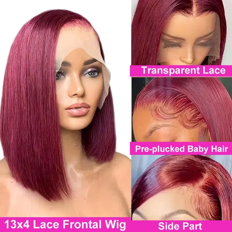 Bold & Beautiful | Burgundy 99J Glueless HD Lace 13x4 Frontal Monna Human Hair Bundles Wig