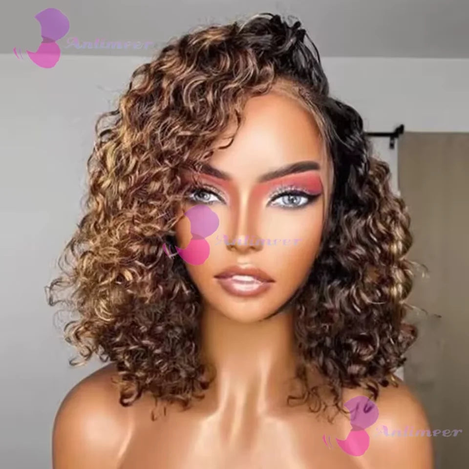 Big Curl Energy | Brown Highlight Kinky Curly Glueless HD Lace 13x6 Frontal Wig