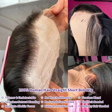 Short & Sassy | 200% Density Bob Glueless HD Lace 13x4 Frontal Bob Wig Pre-Cut · 7901