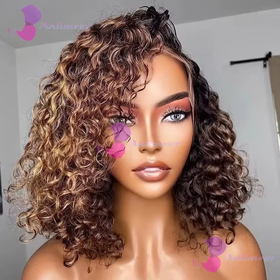 Big Curl Energy | Brown Highlight Kinky Curly Glueless HD Lace 13x6 Frontal Wig