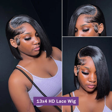 Short & Sassy | 200% Density Bob Glueless HD Lace 13x4 Frontal Bob Wig Pre-Cut · 7901